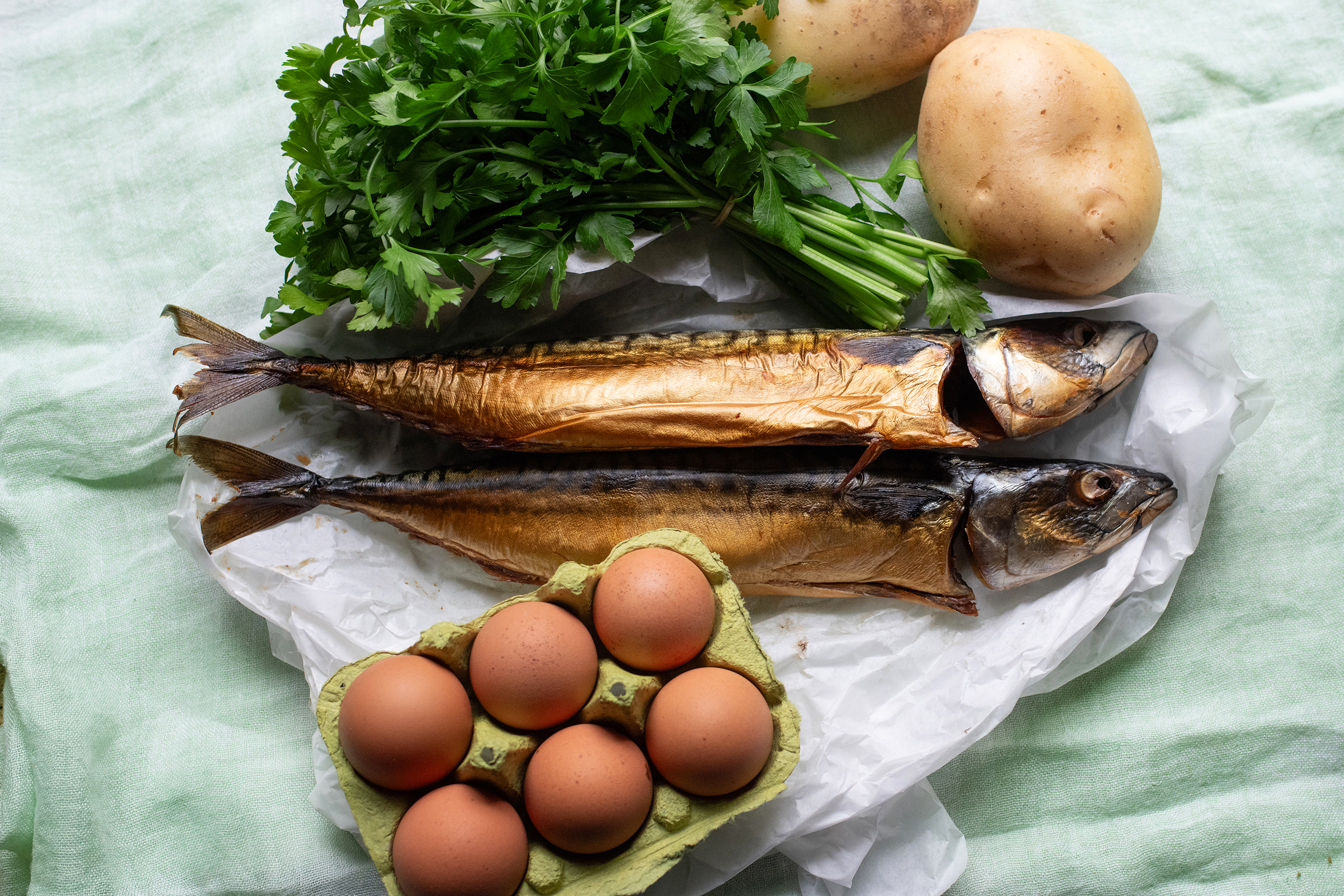 Kitchen diary: potato cakes, smoked mackerel and parsley sauce
