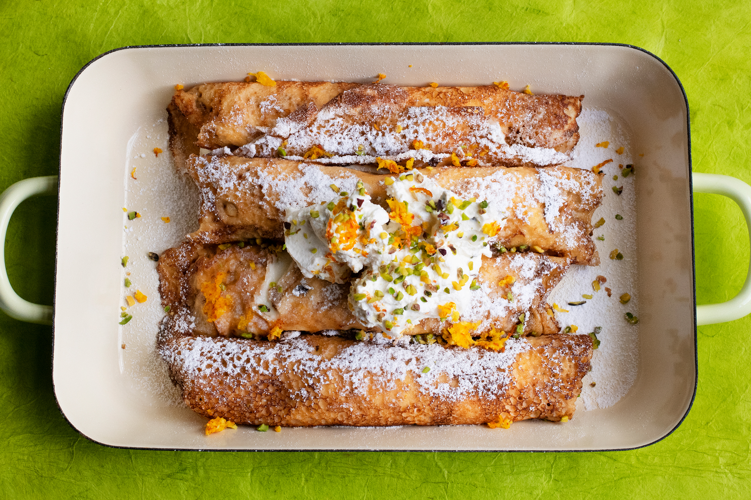Nigel Slater’s recipe for pancakes with ricotta and pistachio